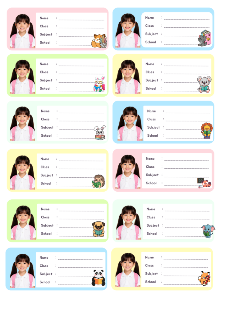 Design 4 Personalized School Photo Labels (12 pcs set)