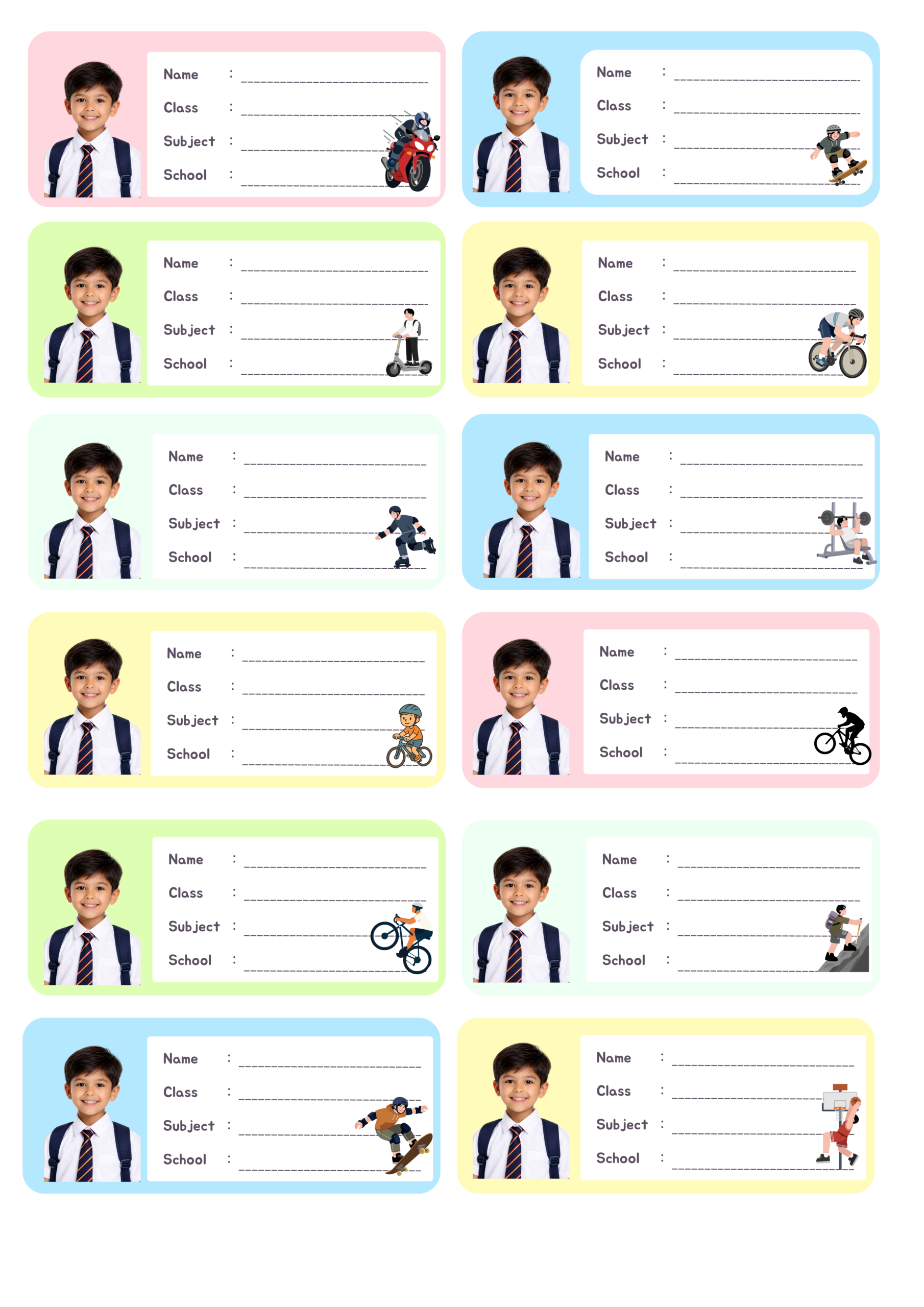 Design 2 Personalized School Photo Labels (12 pcs set)