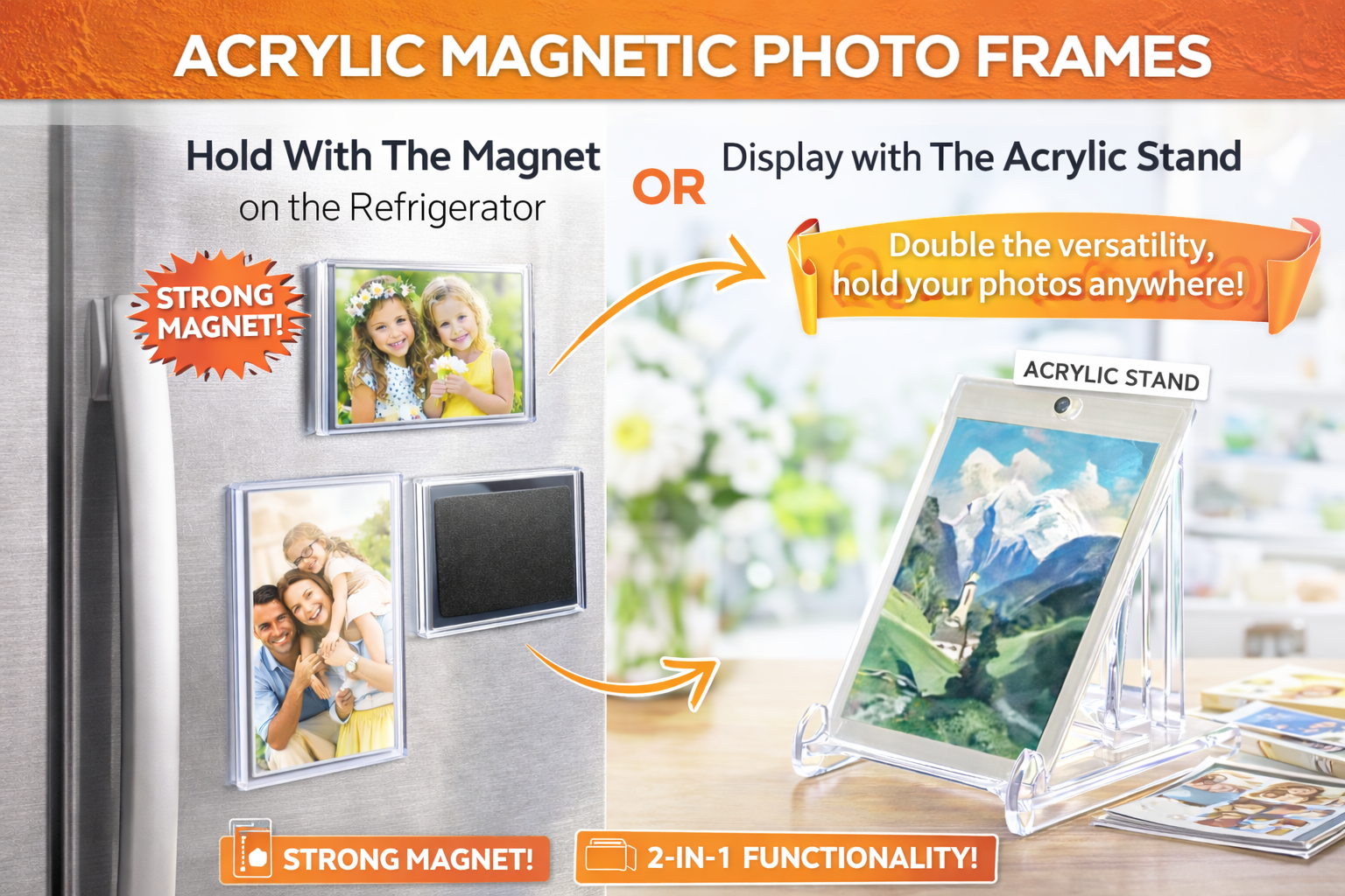 Acrylic Rectangular Magnetic Photo Frames