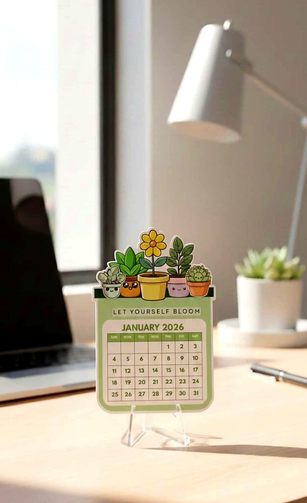 Premium Acrylic Desk Calendar - Plants