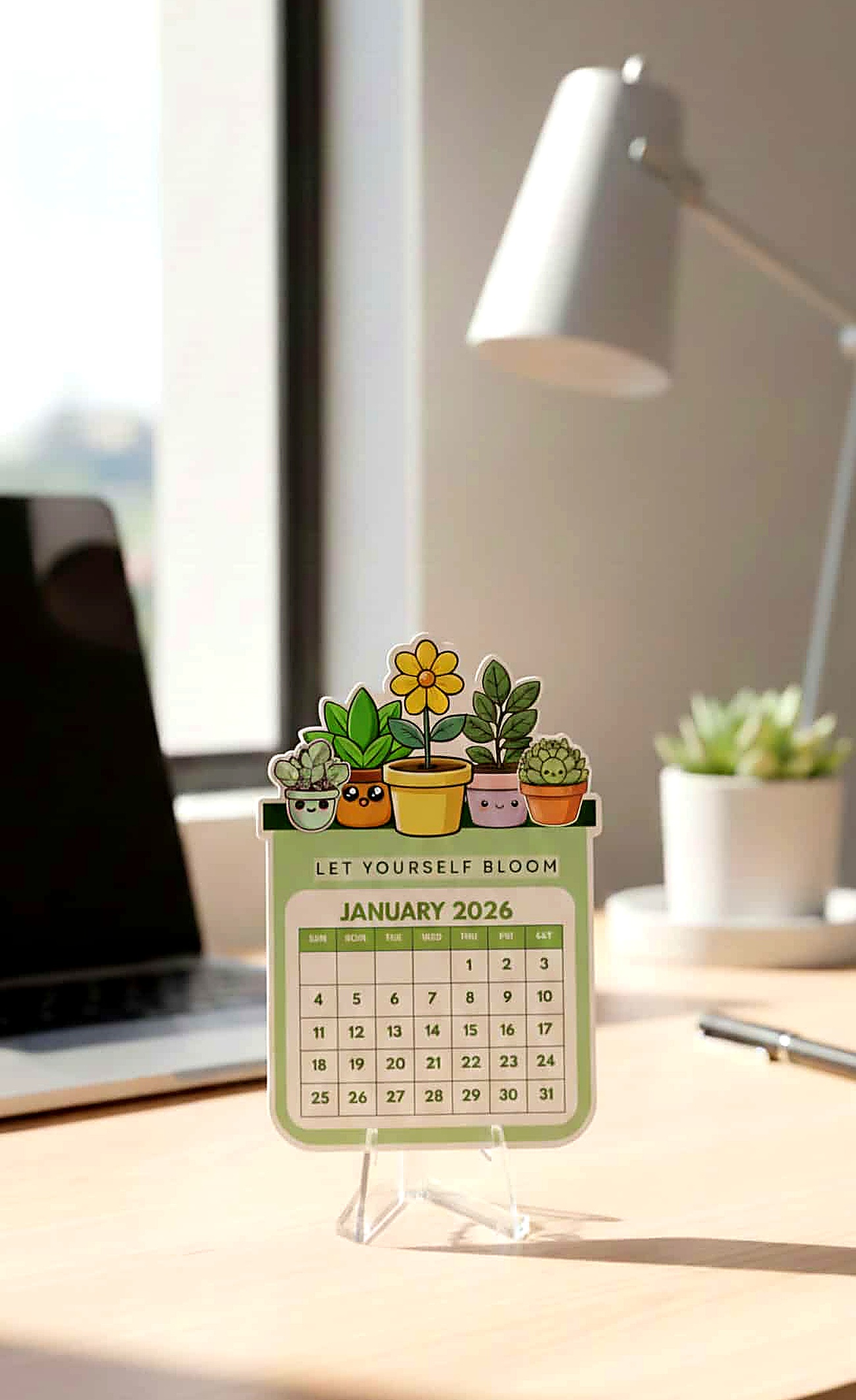 Premium Acrylic Desk Calendar - Plants