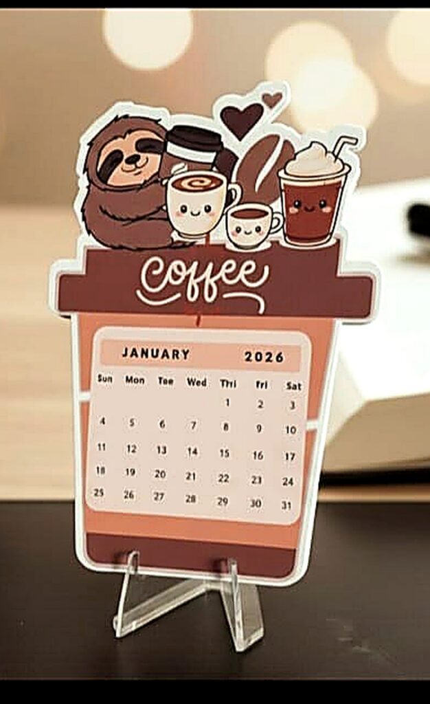 Premium Acrylic Desk Calendar - Coffee