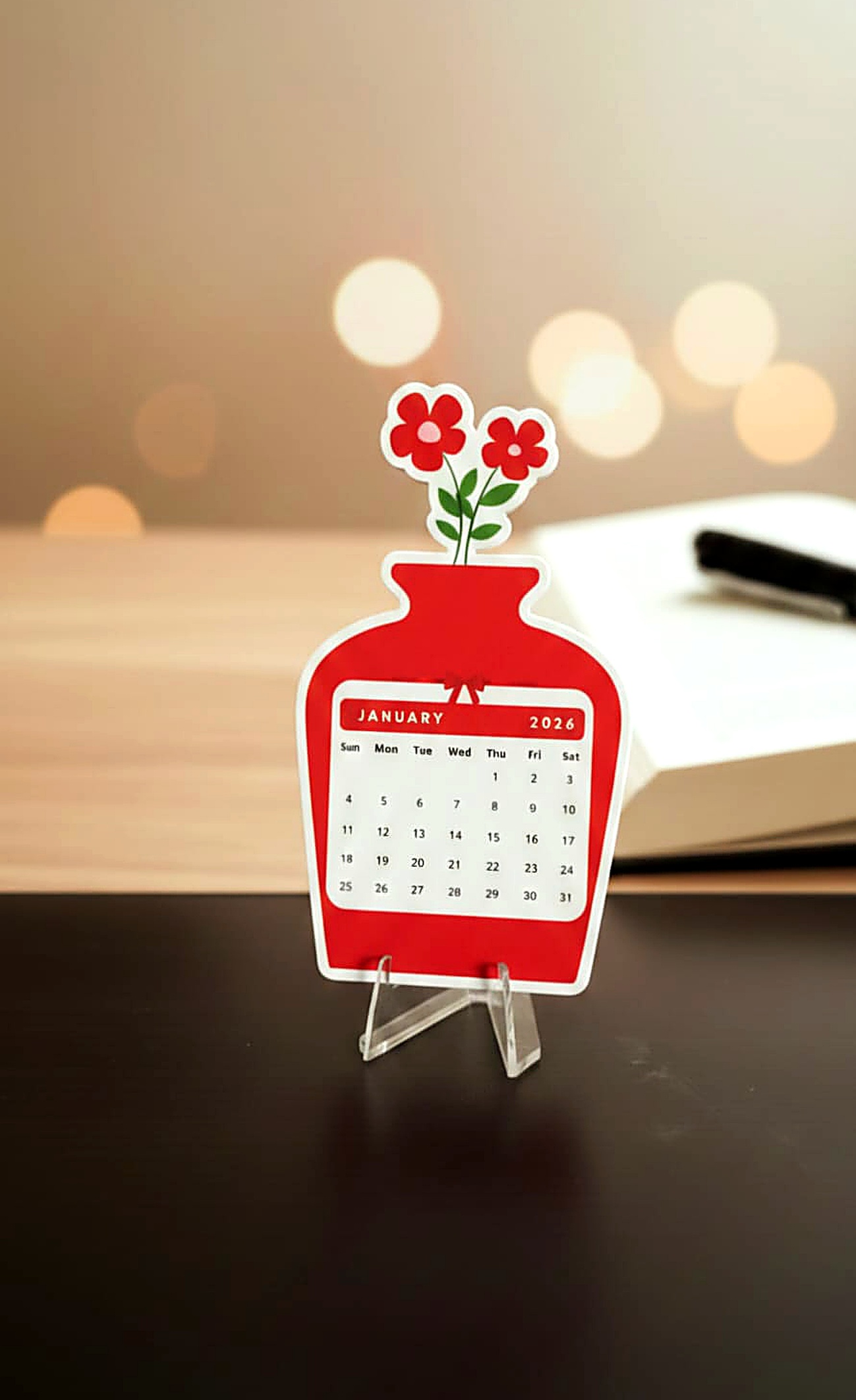 Premium Acrylic Desk Calendar - Vase