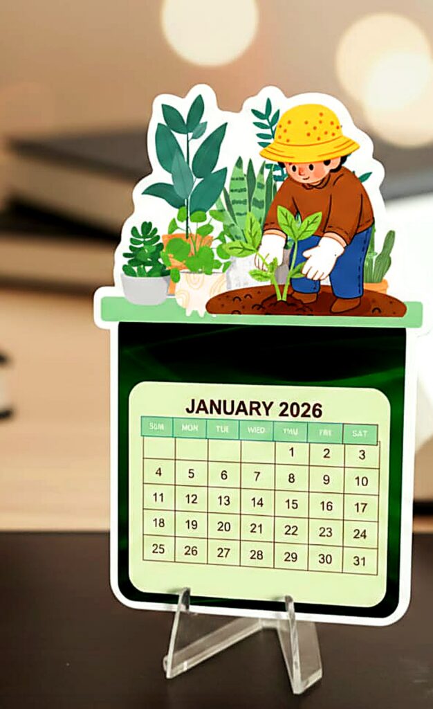 Premium Acrylic Desk Calendar - Gardener