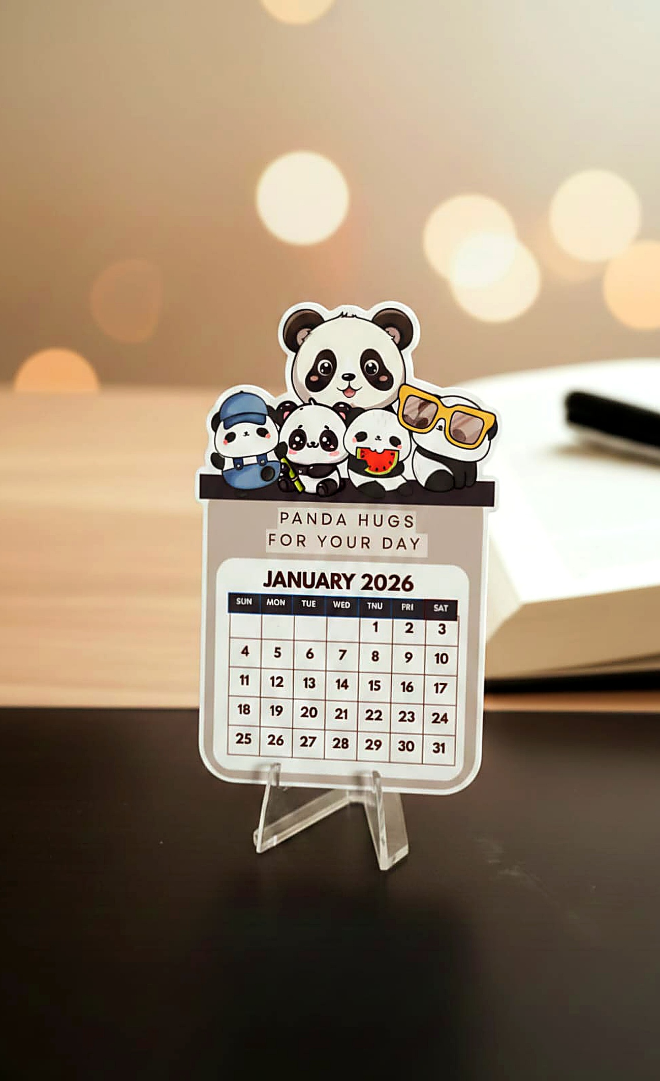 Premium Acrylic Desk Calendar - Panda