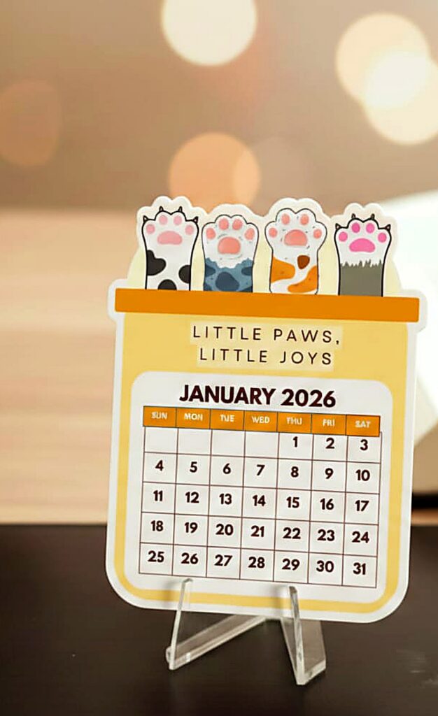 Premium Acrylic Desk Calendar - Paws