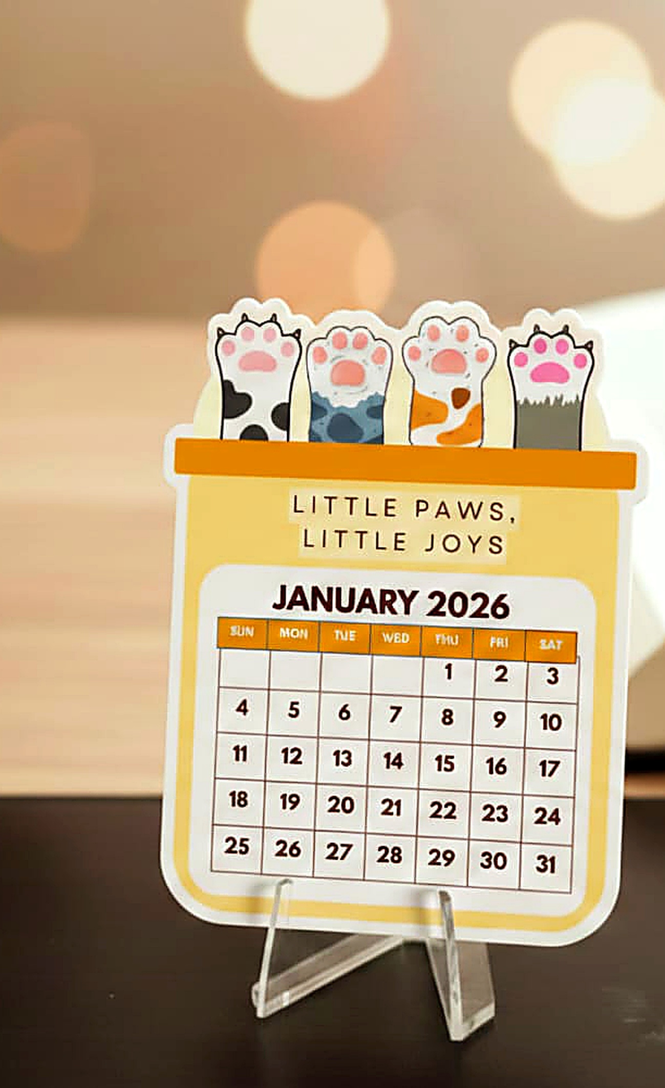 Premium Acrylic Desk Calendar - Paws