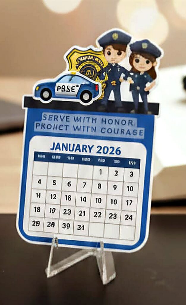 Premium Acrylic Desk Calendar - Police
