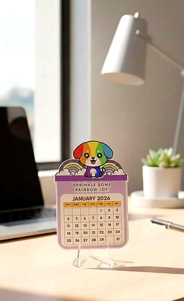 Premium Acrylic Desk Calendar - Rainbow