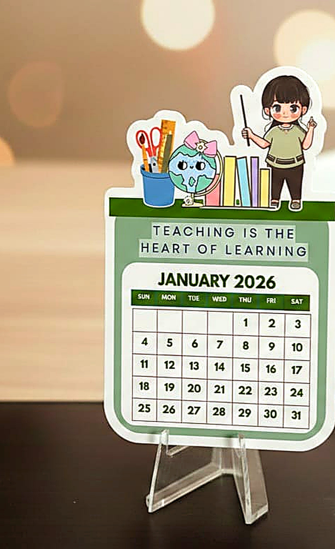 Premium Acrylic Desk Calendar - Teacher