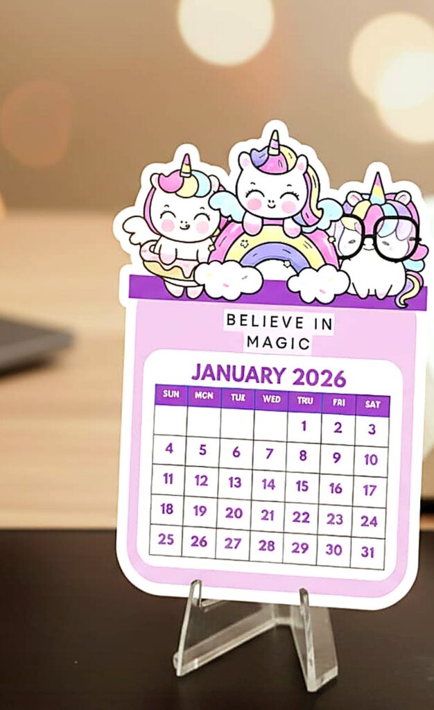 Premium Acrylic Desk Calendar - Unicorn