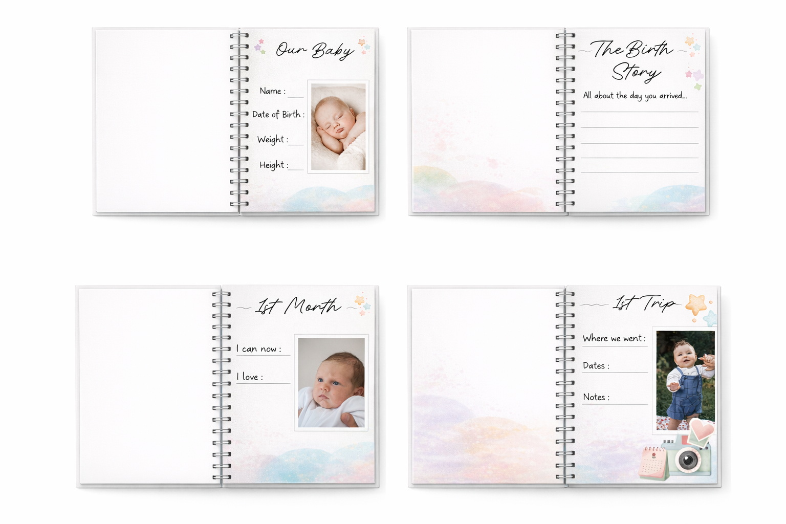 Personalized Baby Milestone Memory Album – Spiral Bound - Image 2