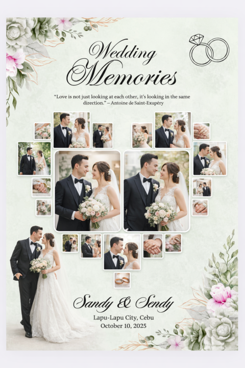 Wedding Memories Photo Collage Print – Custom (No Frame)
