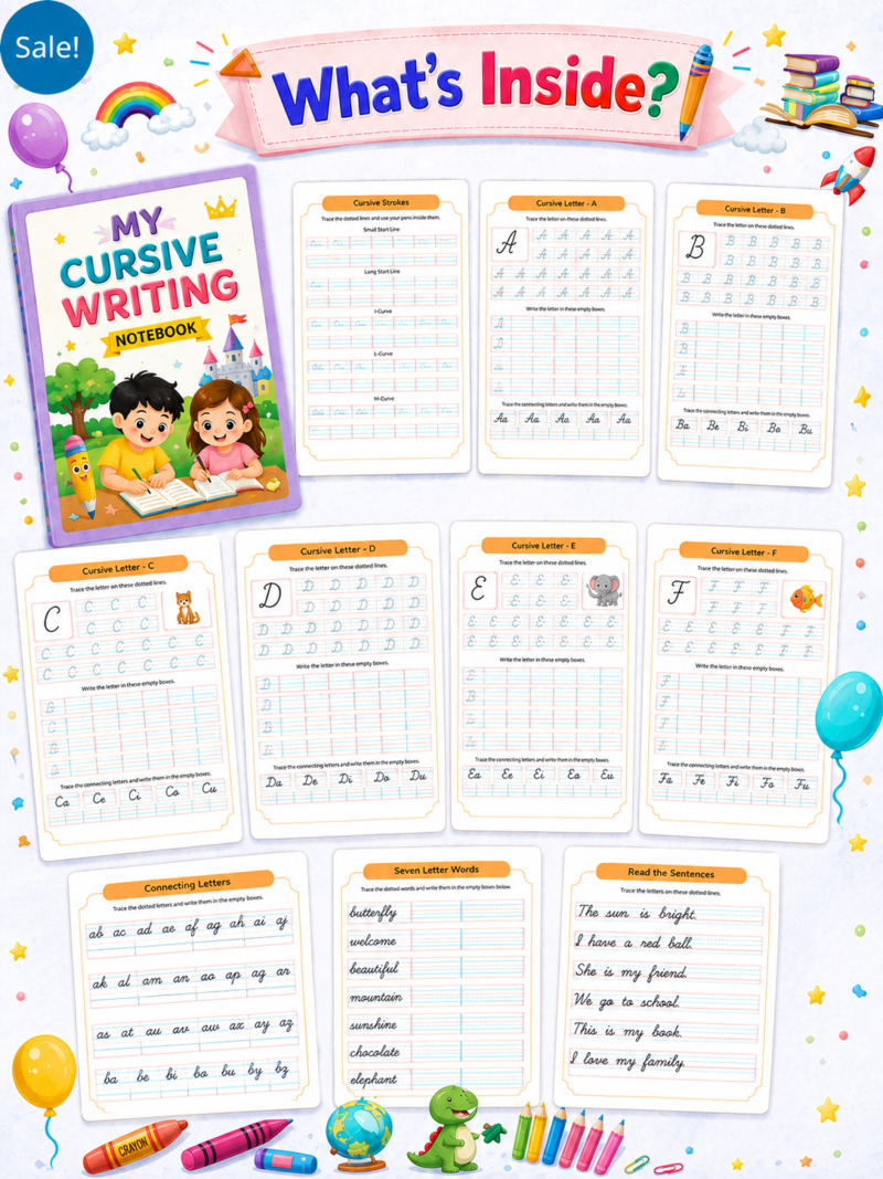 Cursive Letter Notebook – Master Cursive Writing Step by Step ...