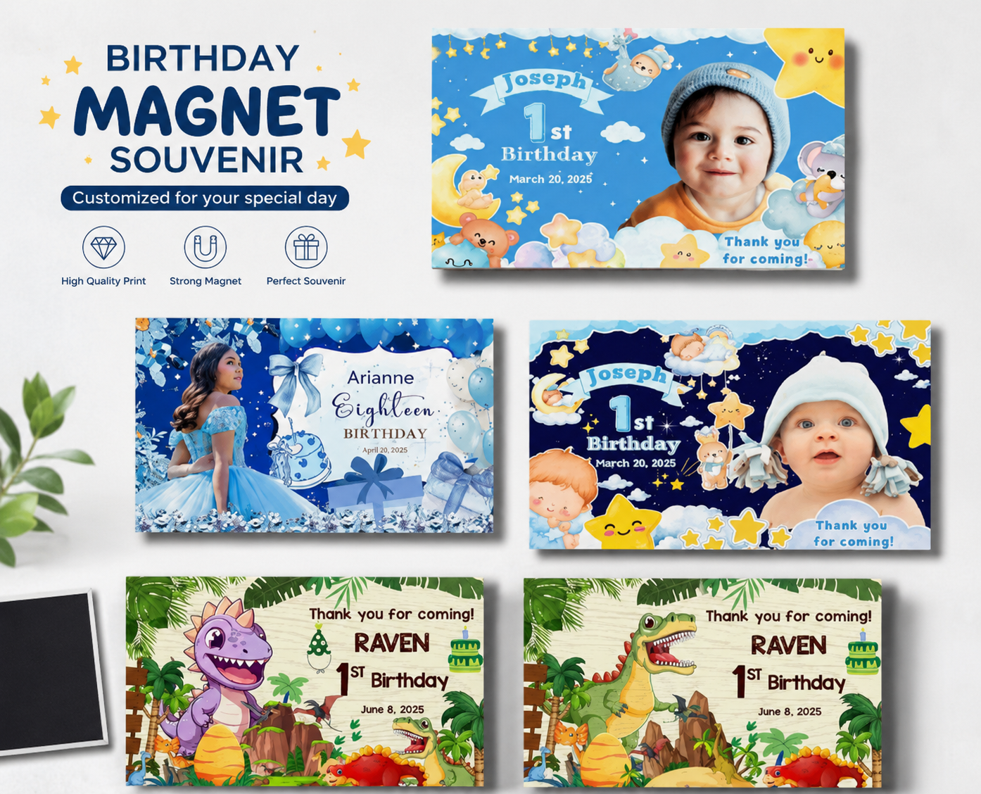 8 Pieces - Personalized Birthday Souvenir Magnet for Kids