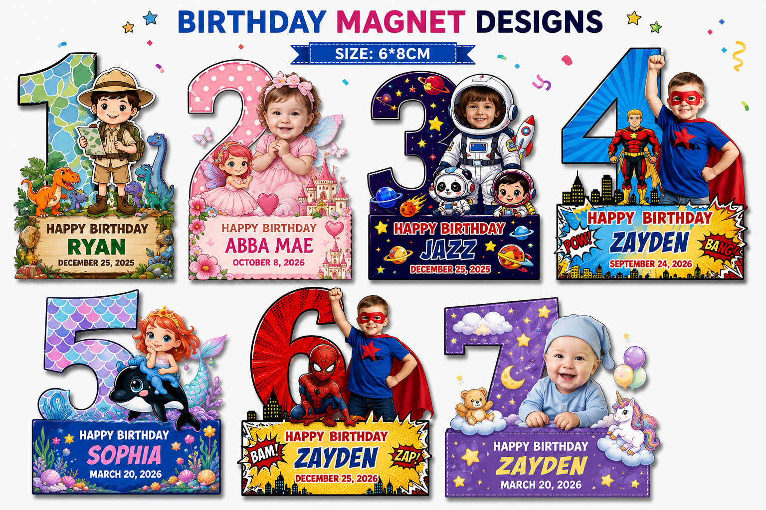6 Pieces - Personalized Birthday Souvenir Magnet for Kids - Image 2