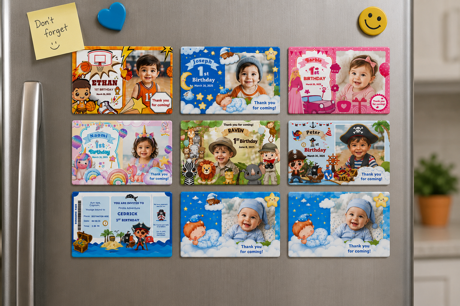 8 Pieces - Personalized Birthday Souvenir Magnet for Kids - Image 4