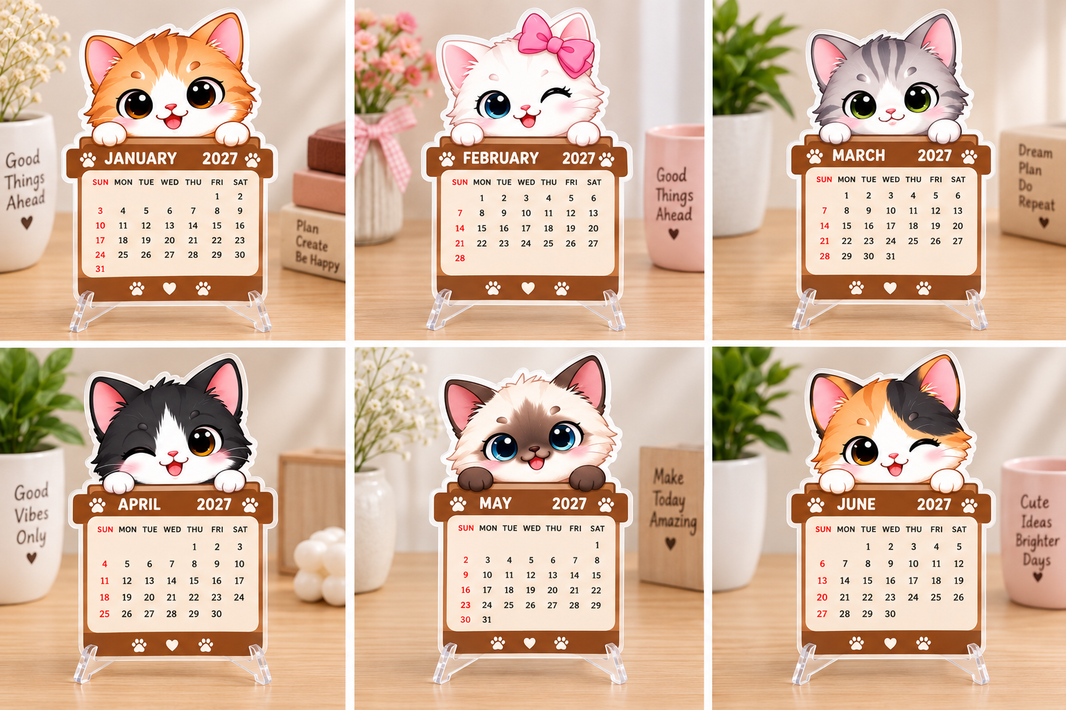 2027 Lovely kitten Desk Calendar - Image 3