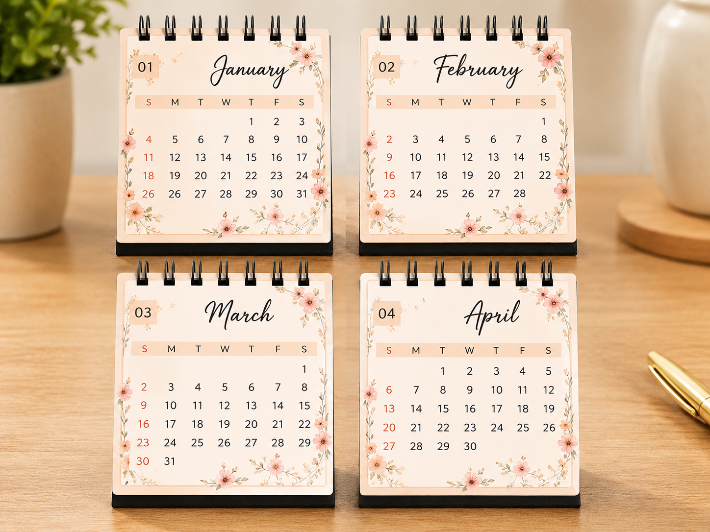 2027 Mini Floral Spiral Calendar – 4×4 Inch - Image 2